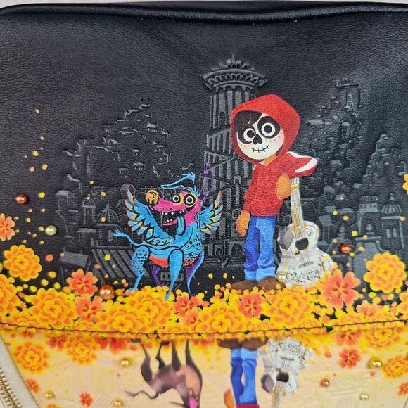 Loungefly Pixar Coco Marigold Floral Mini Backpack Cream Black Disney Bag main image 15